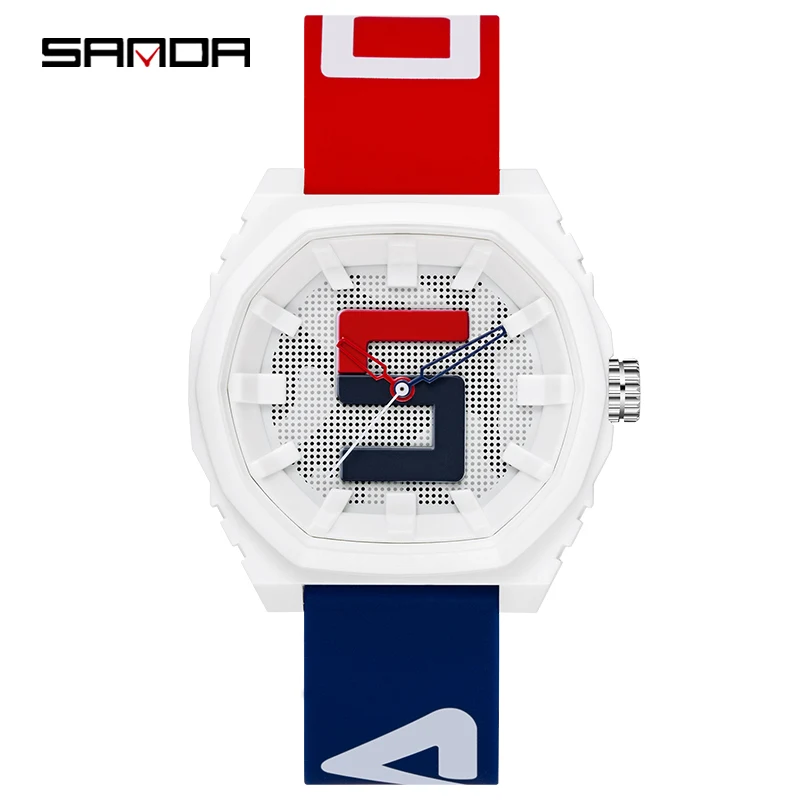 SANDA 2022 New Unisex Womens Mens Watches Top Brand Luxury Sports Silicone Waterproof Quartz Watch Men Relogio Masculino