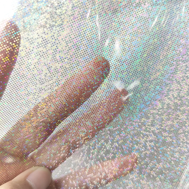 

Holographic Transparent Faux Leather Sheets PVC Vinyl Colored Soft Plastic Film Fabric Halloween for DIY Handbags Making Craft