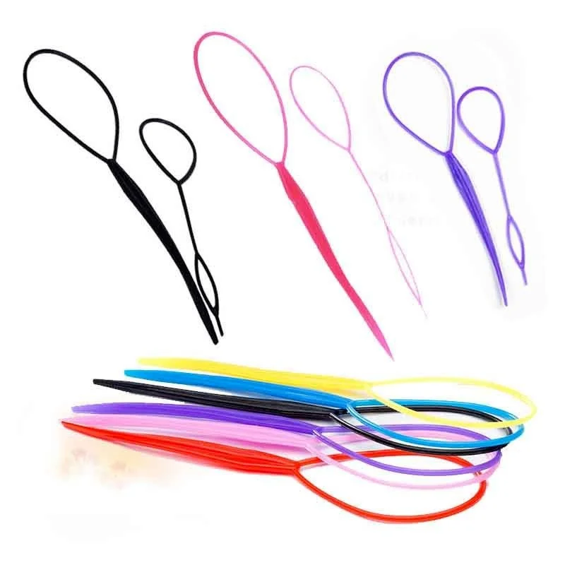 

Sdotter 4 Pcs Ponytail Hair Styling Tools Plastic Needle Ponytail Topsy Loop Hair Bun Maker Braids Beauty Accessories Hairdressi