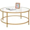 36in Modern Round Tempered Glass Accent Side Coffee Table for Living Room, Dining Room, Home Décor W/Satin Trim. Coffee Table 2