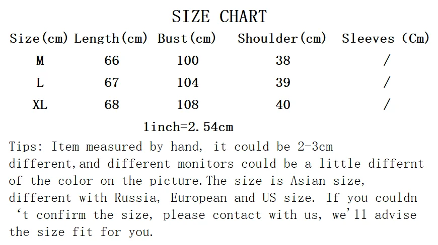 Sweater Size Chart