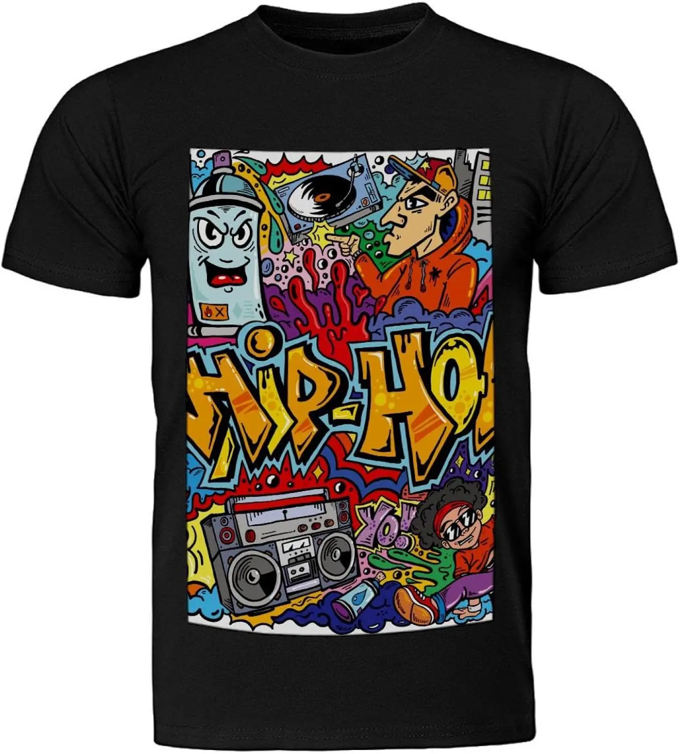 

Soft Short Sleeve Crewneck Cotton for Men & Women Personalized Print T-Shirt Fashion Tee S Graffiti and Hip Hop Style