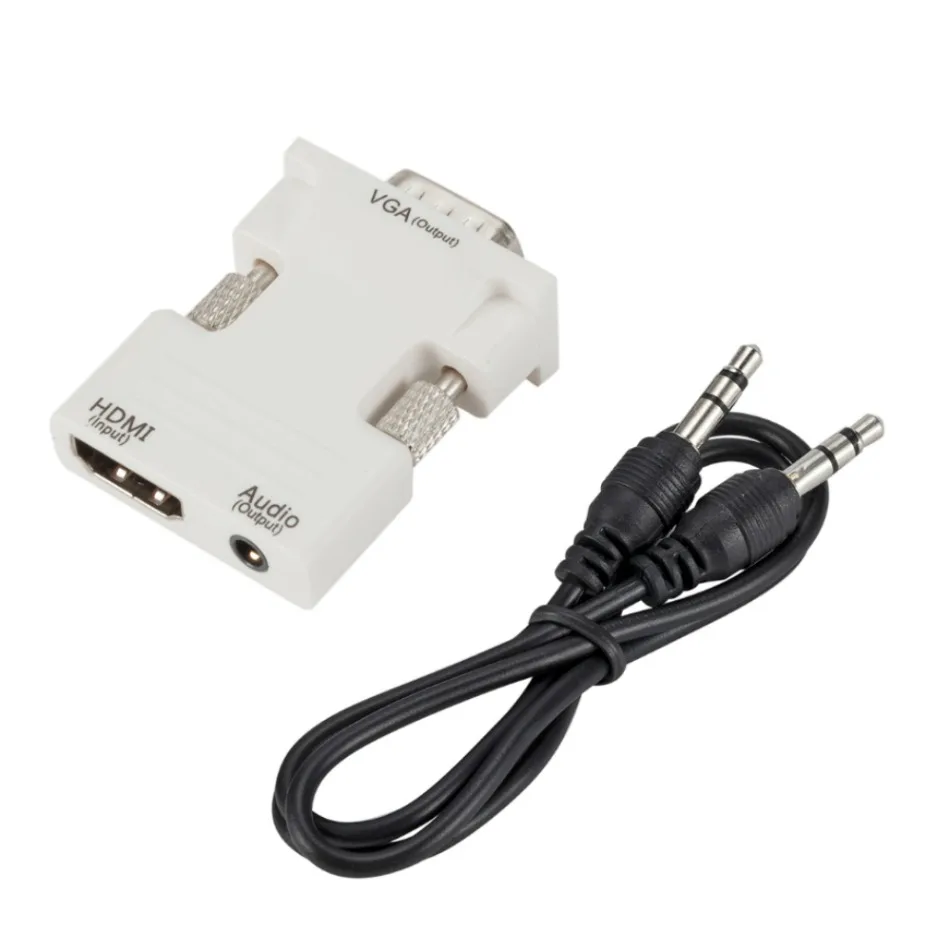 HDMI To VGA Adapter Cable VGA To HDMI Converter WvvMvv HDMI-compatible To VGA Converter With 3.5Mm Audio Cable 1080P HDMI-Compatible Female to VGA Male Adapter For PC Laptop