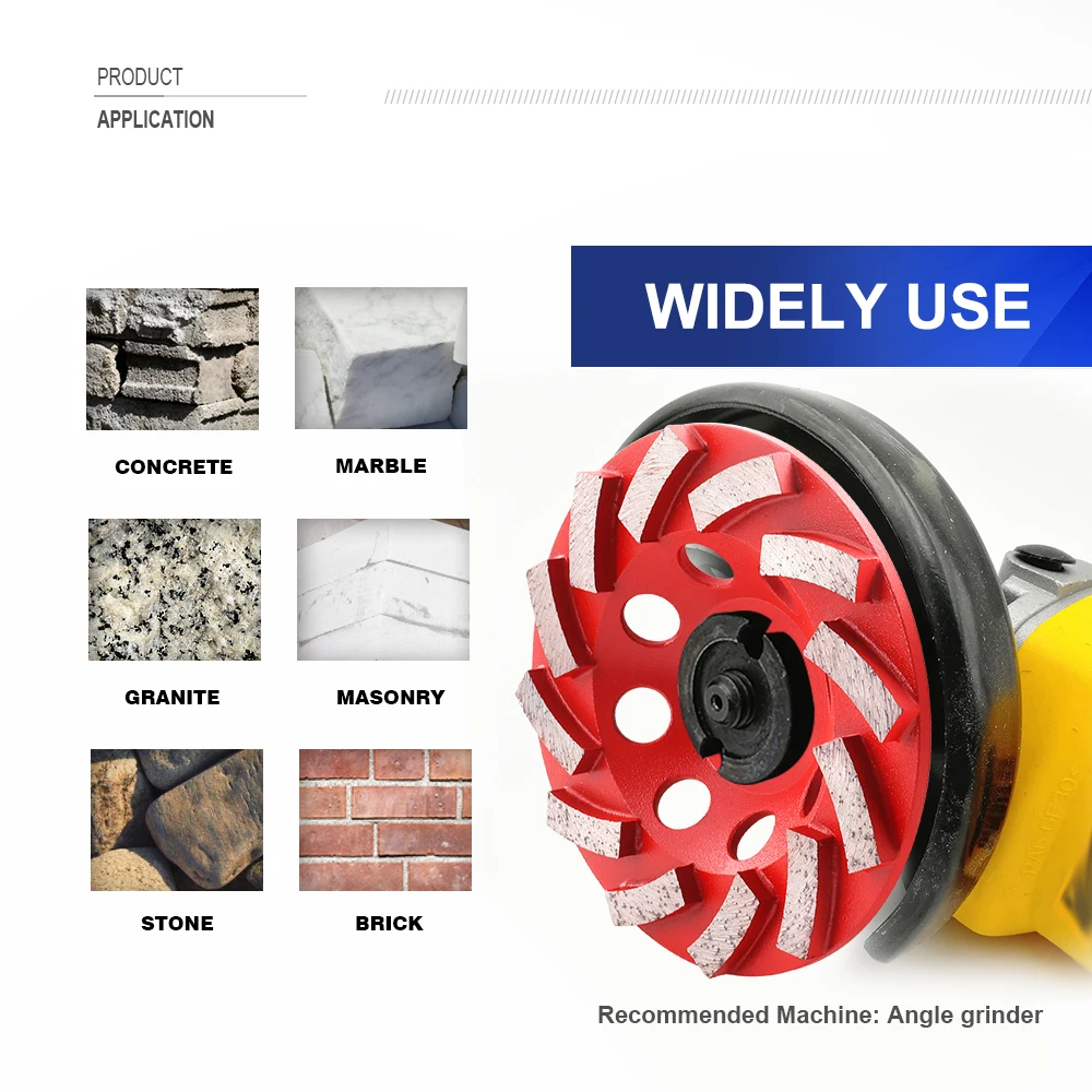 SHDIATOOL Diameter 4"/100mm Diamond Grinding Cup Wheel For Concrete Grinding Disc Wheel, Segmented Turbo Type Diamond Wheel