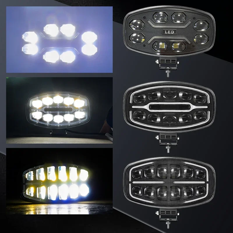 9인치 9 LED 라이트 오프로드 헤드라이트 스포트라이트 트럭 보조 사각형 자동차 주행 플래시 화이트 옐로우 100W 12V 24V
