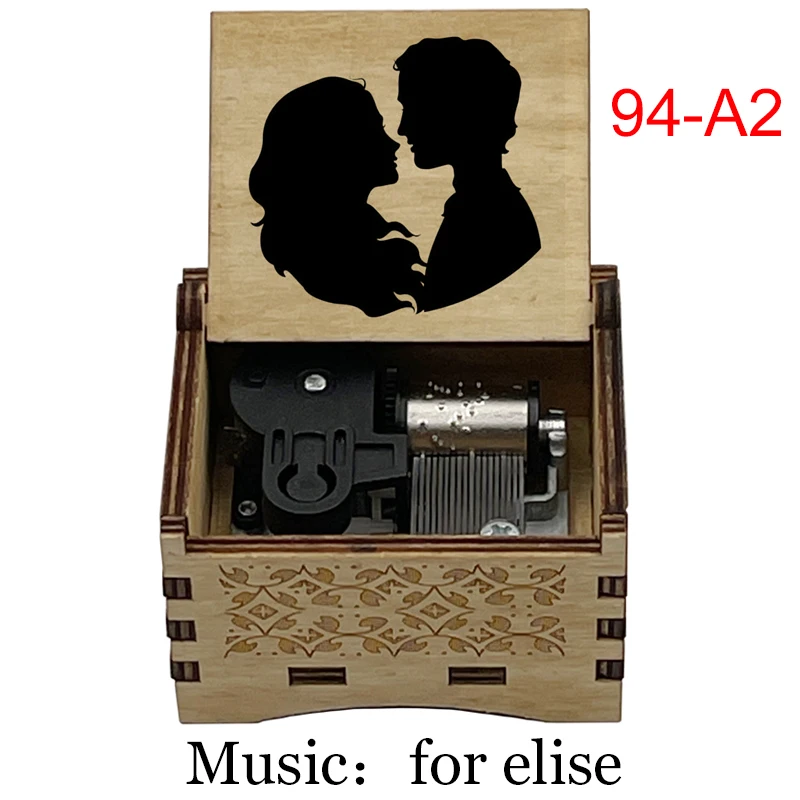 Music Box Carousel Music Box For Elise Clockwork Type Black Wooden Music Box Home Decoration Ornament New Year Christmas Gift For Daughter Girlfriend