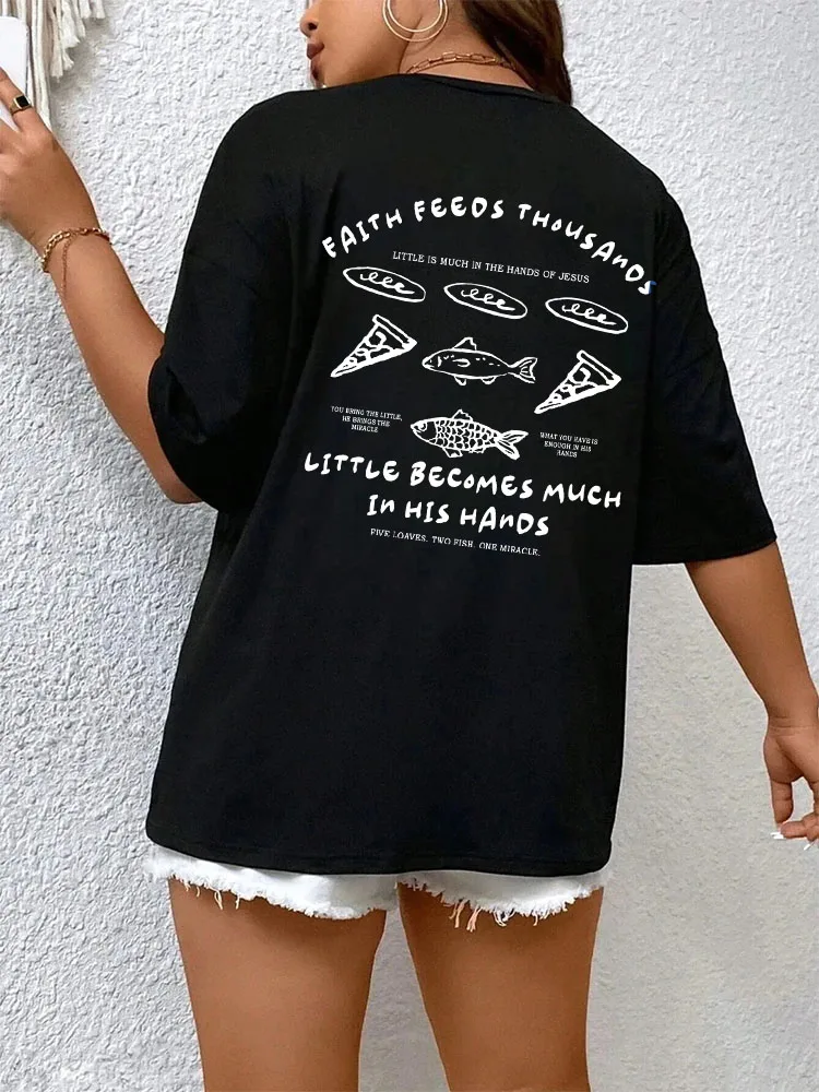 Christliche Streetwear Jesus Mathe Grafik Shirt Retro Boho Loaves and Fishes T-Shirt Coole religiöse Glaube Bekleidung Unisex Kleidung