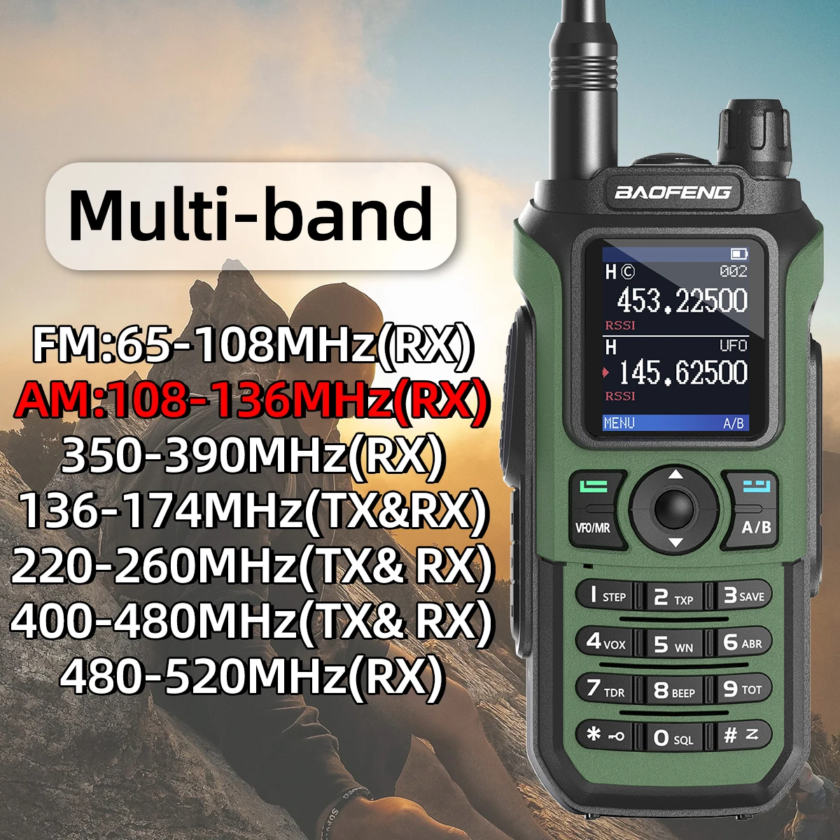 Baofeng UV-21 PRO Walkie Talkie Langstrecken-Wireless-Kopierfrequenz Typ-C-Ladegerät Tri-Band Leistungsstarkes wasserdichtes V2-Funkgerät – Detail 2