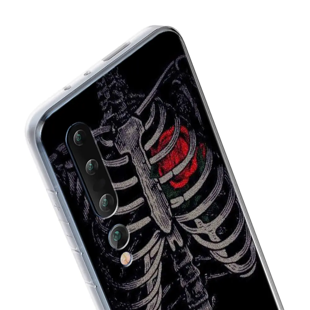 Clear TPU Phone Case with Hard Pink and Purple Skull Design