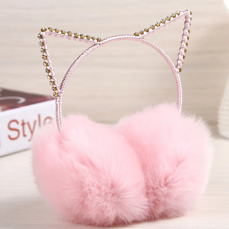Earmuffs Thickened in Winter To keep Warm Imitation Fur one Female Cute Cat Earmuffs Furry Ear Protector Ear Bag Cover W