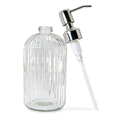 Clear Glass Refillable Soap Dispenser for Bathroom and Kitchen Use (Clear)