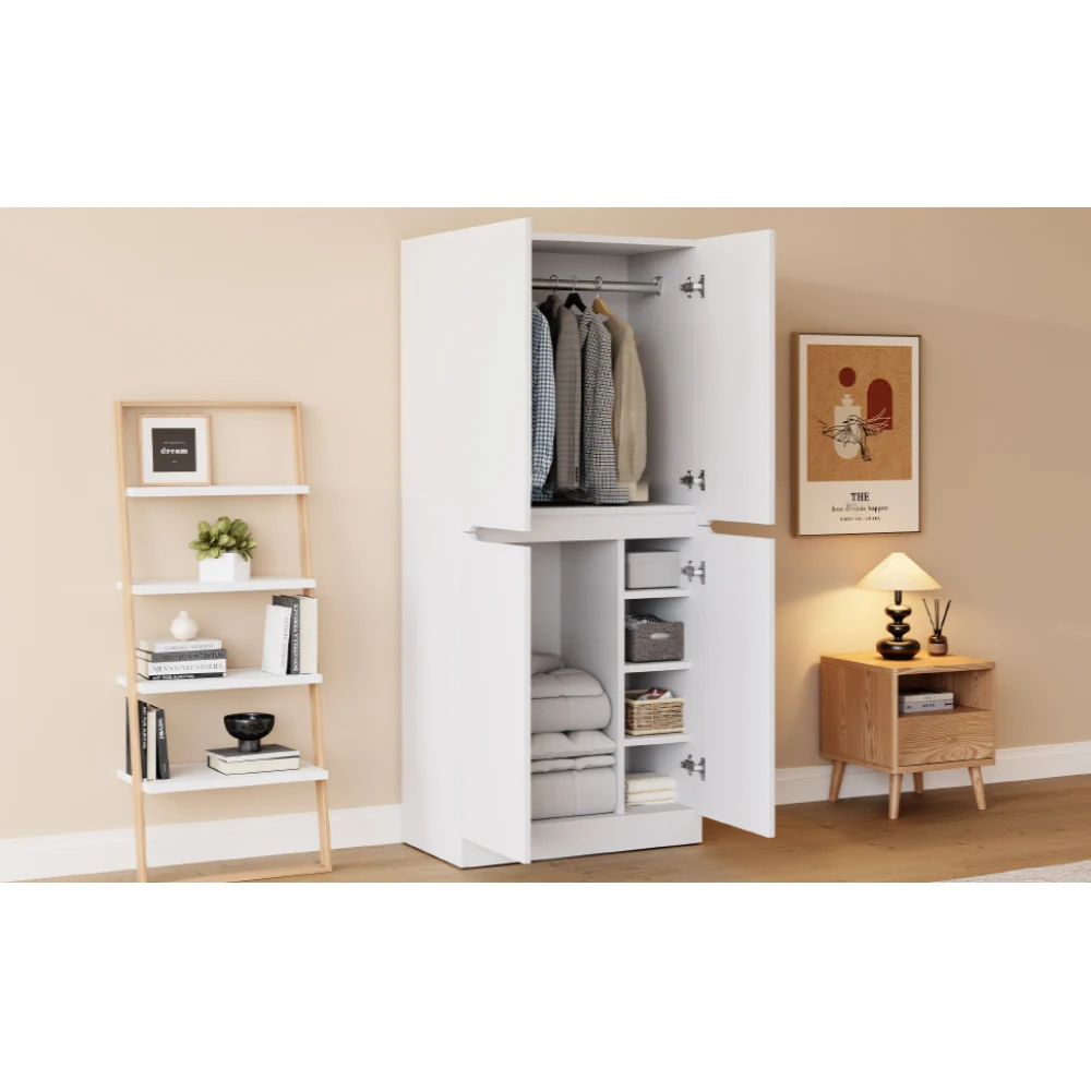 70×40×170cm Moderner Doppeltür-Kleiderschrank – MDF-Aufbewahrungsschrank mit verstellbaren Regalen, kleinen Fächern, platzsparend – Detail 27