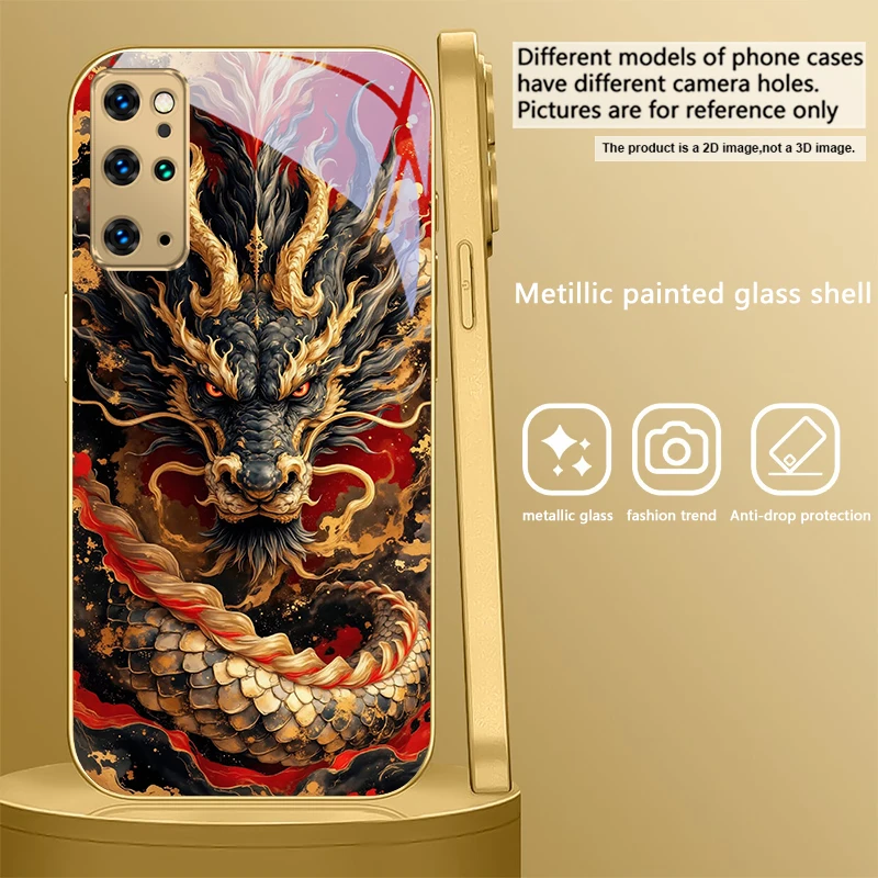 Majestic Golden Eastern Dragon Glass Phone Case
