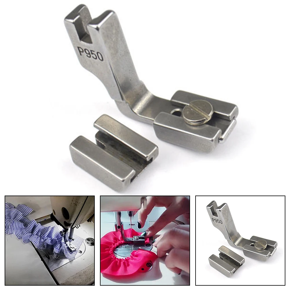 금속 재봉 부품 노루발 조정 가능한 피팅 플랫, P950 교체 주름 노루발, 3*1.5*4cm