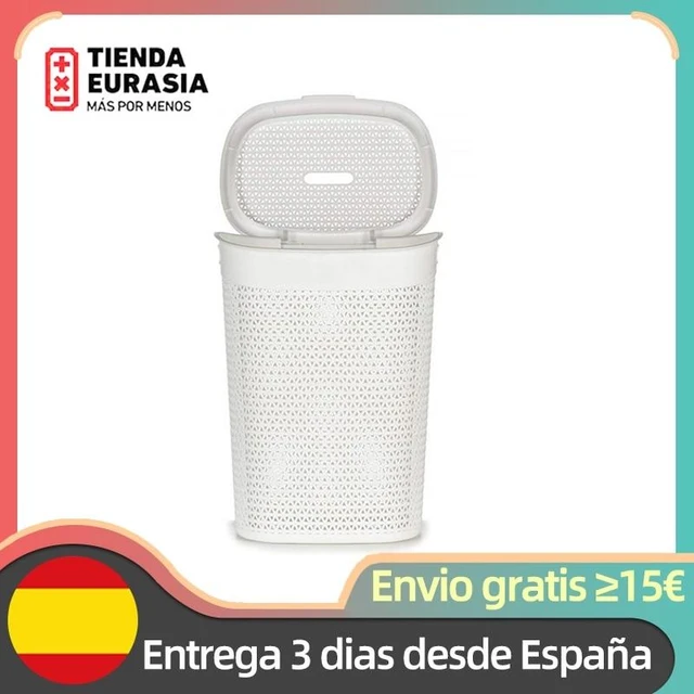 Cesta Rattan para la Colada Rectangular estilo Mimbre, Pongo todo de  Plástico, Cesta para ropa, Capacidad de 35 Litros