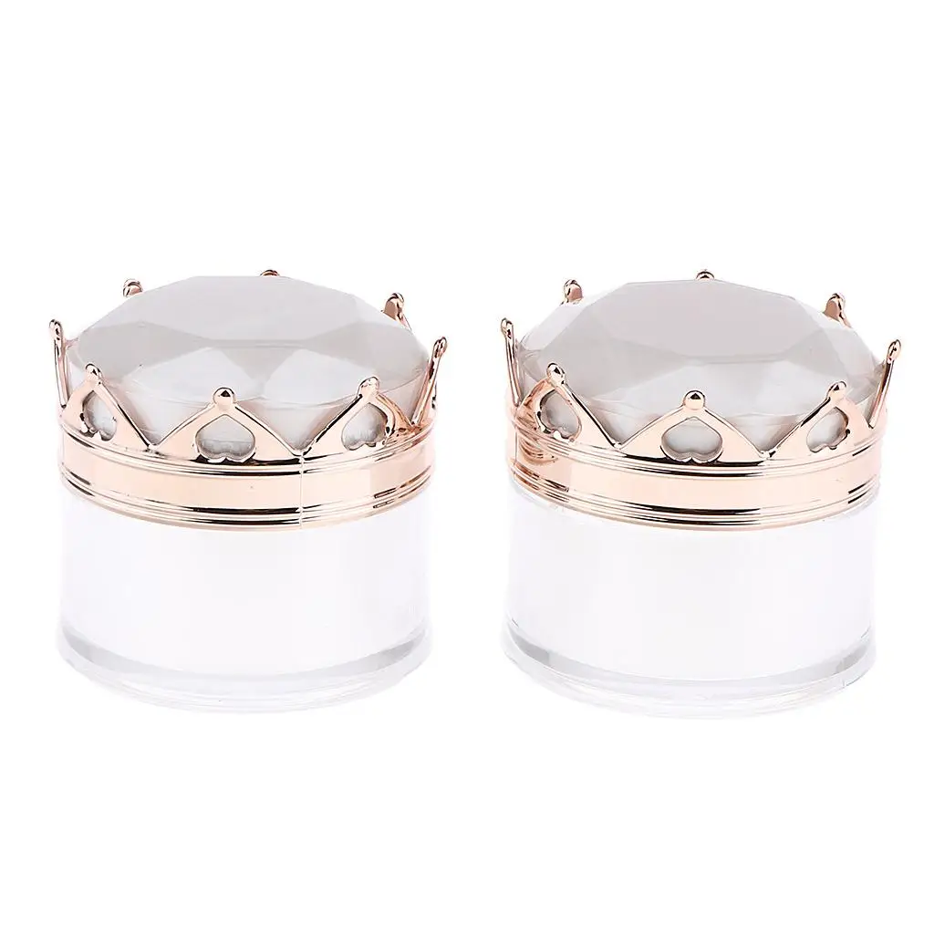 2 Pcs Plastic Round Jars with White Inner Liners and Crown Screw Lids, Prefect for Cosmetics and Lotion Balms