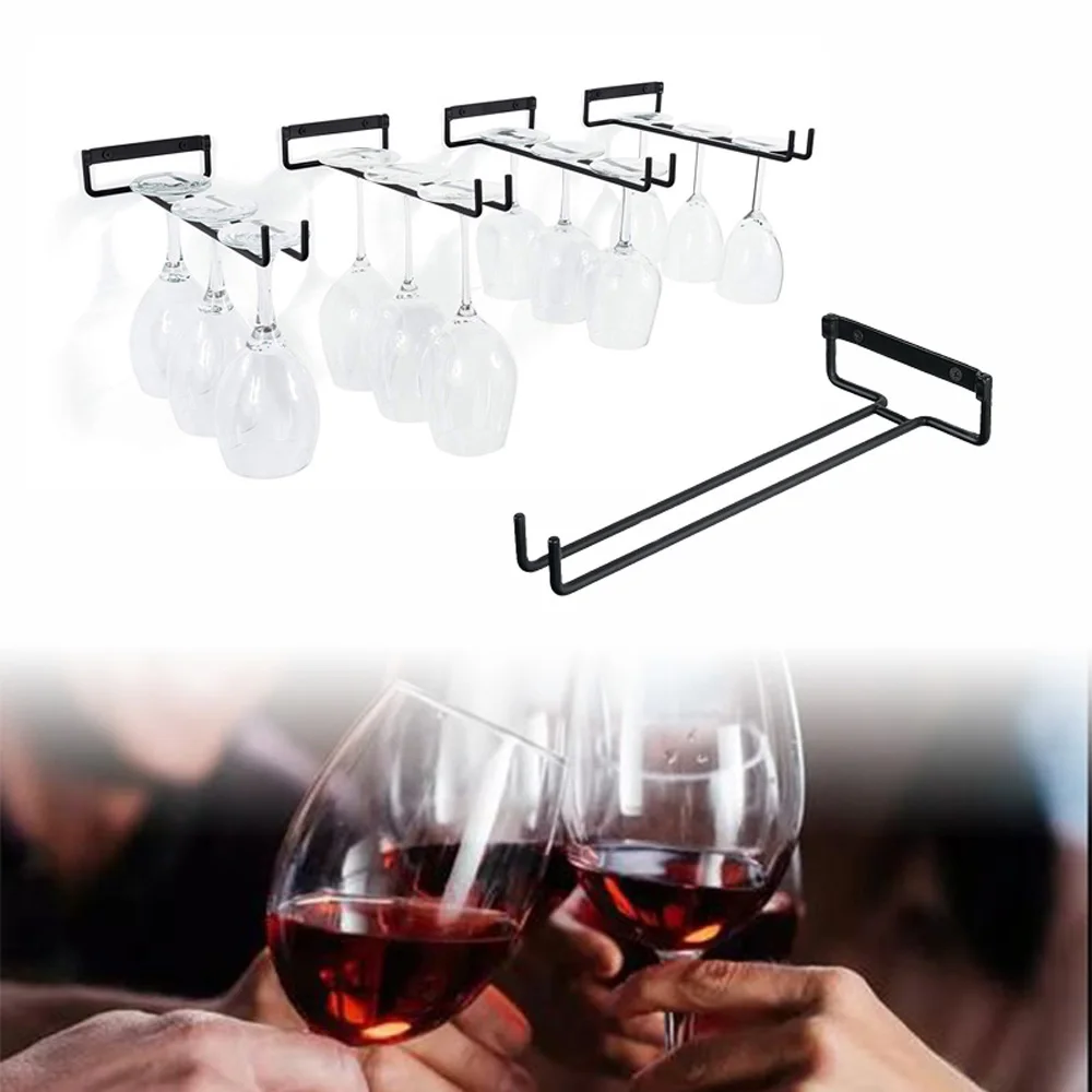 

Wall Mount Decorative Kitchen Stemware Goblet Organizer Cup Hanger Hanging Rack Wine Glass Holder Storage Shelf