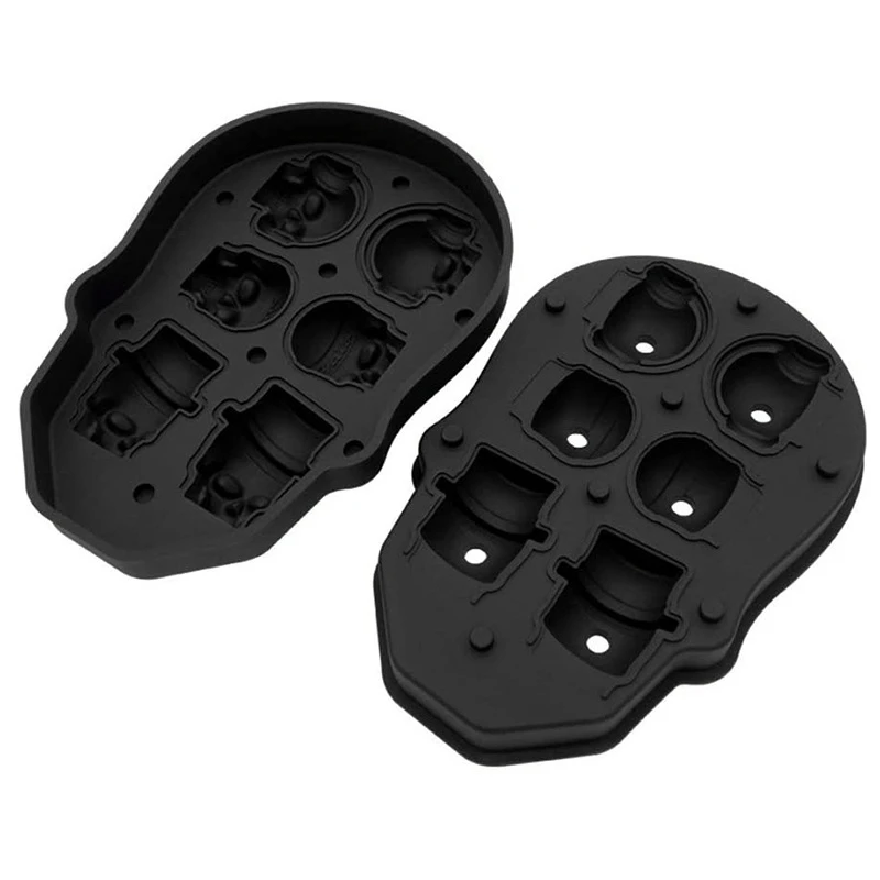 Hot Yo-Black 3D Skull Ice Square Ice Making Box 6 Skull Ice Squares Riutilizzabile Whisky Ice Hockey Ice Square Mold