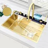 Nano Multifunctional Kitchen Sink Large Single Slot Integrated Digital Display Waterfall Faucet Soap Dispenser Cup Washer Pure 1