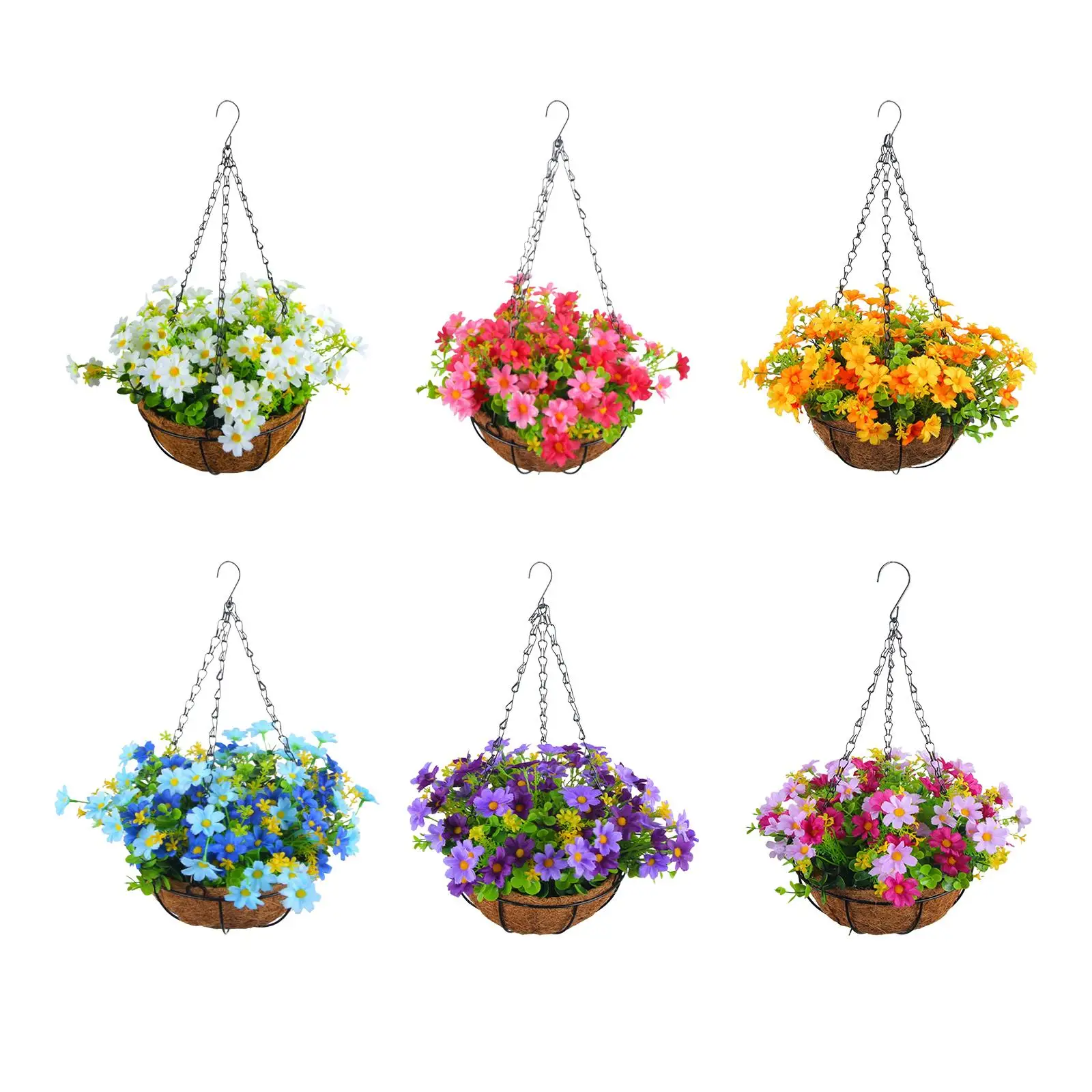 Artificial Hanging Flowers in Basket Ornament Flower Centerpieces Hanging Plant Chain Flower Pot for Lawn Yard Garden Patio