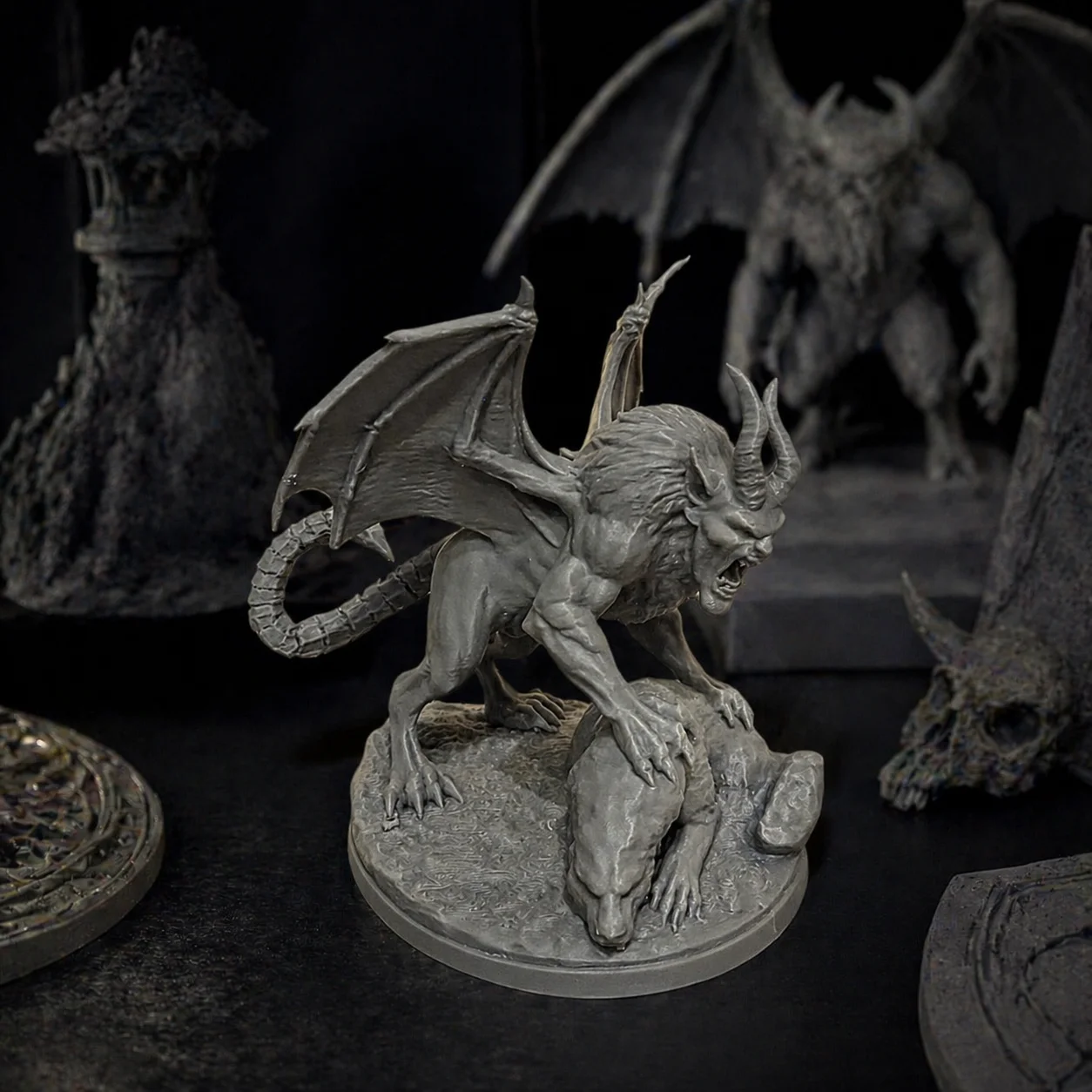 Abyss Demon: Expressive 3D Printed Statue in Suppressing Pose