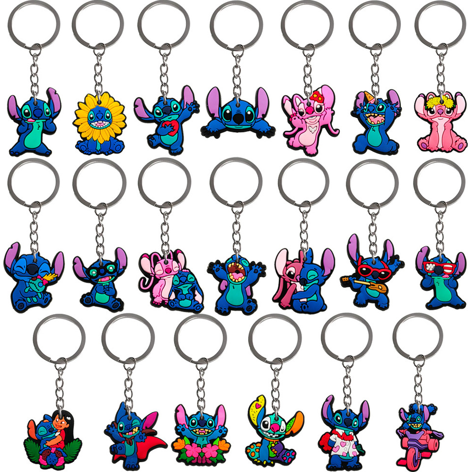 Cartoon Stitch Keychain – Silicone Funny Keyring, Bag Pendant, Couple Car Key Holder, Creative Bag Charm, Gift