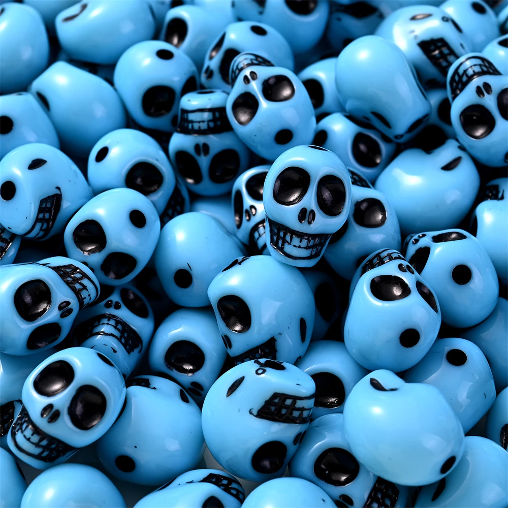 Halloween Style Colorful Acrylic Skull Beads Vertical Holes - Temu