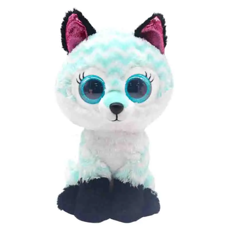  15CM TY Beanie Boo's Big Eyes Piper White Green Fox Plush Stuffed Animal Soft Doll Toy Boys Girls Child Birthday Christmas Gift