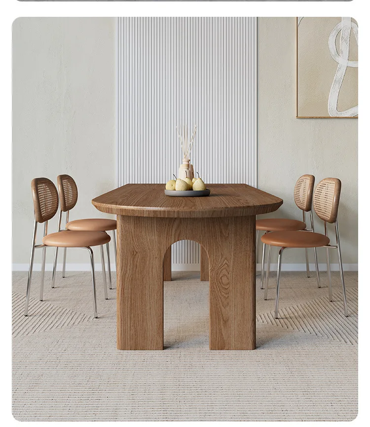 Solid Wood Island Dining Table Integrated Special-shaped Rectangular Wall Oval Household Desk Dining Table And Chair Combination