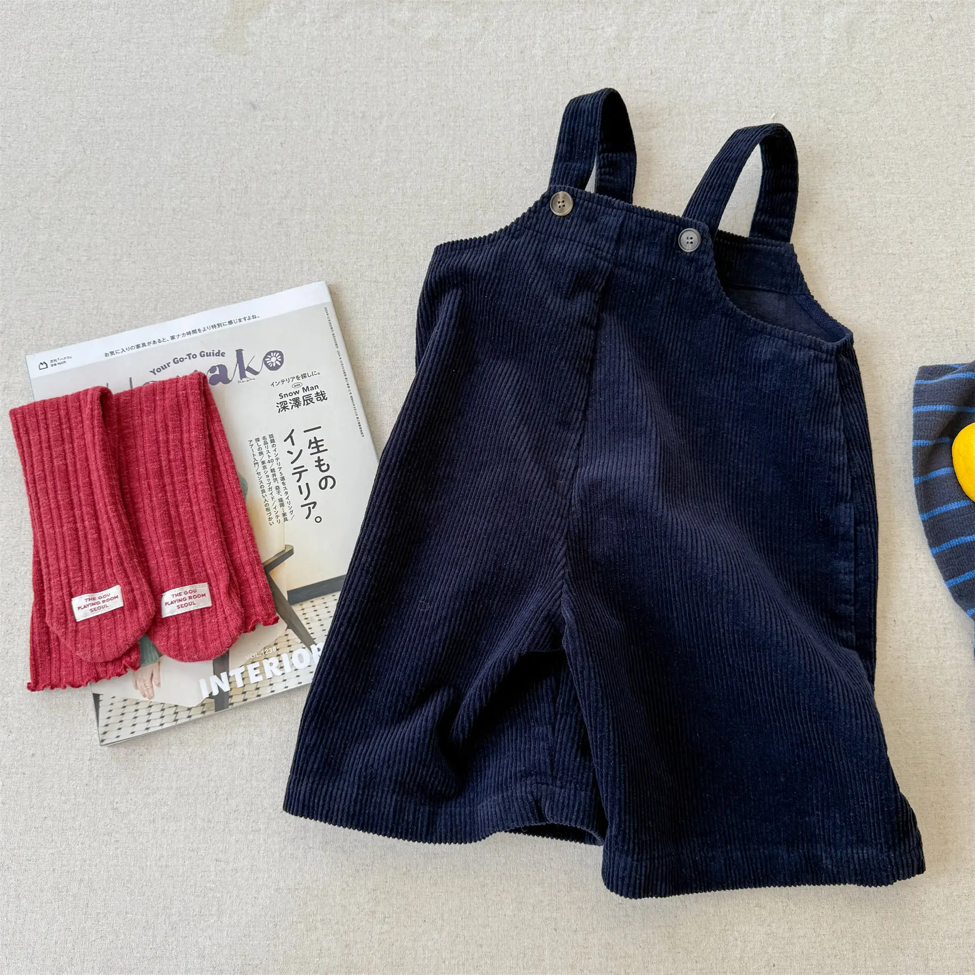 Corduroy Kids Overalls Suspender Pants for Girls and Boys