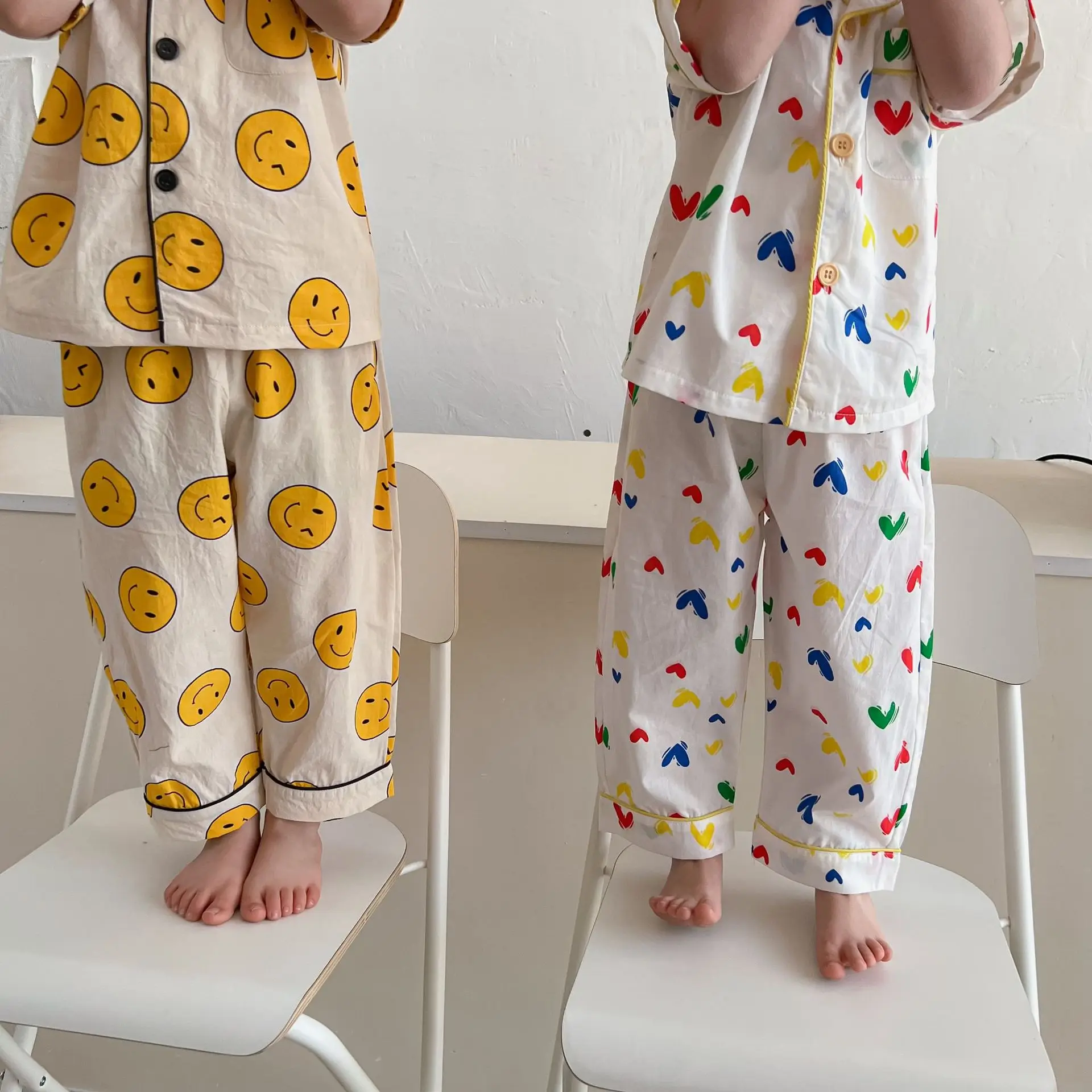 2022 Summer New Children Short Sleeve Clothes Set Baby Boys Girls Soft Cotton Cardigan + Pants 2pcs Suit Infant Kids Pajamas Set vintage Baby Clothing Set