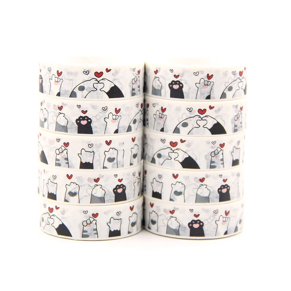 1PC 10M Cat Paws Little Heart Panda Animal Balloon Elephant Blue Whale Decorative Washi Tape Scrapbooking Masking Tape washi tape decoration tape decorative tape masking tape adhesive tapes adhesive tape