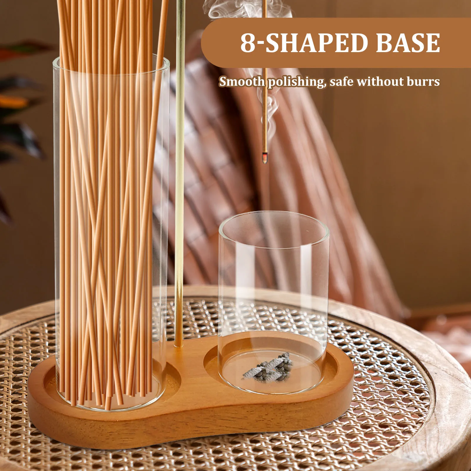 2 In 1 Incense Holder for Sticks Anti-Ash Flying Incense Burne with Glass Ash Catcher and Sticks Organizer for Yoga Home Decor