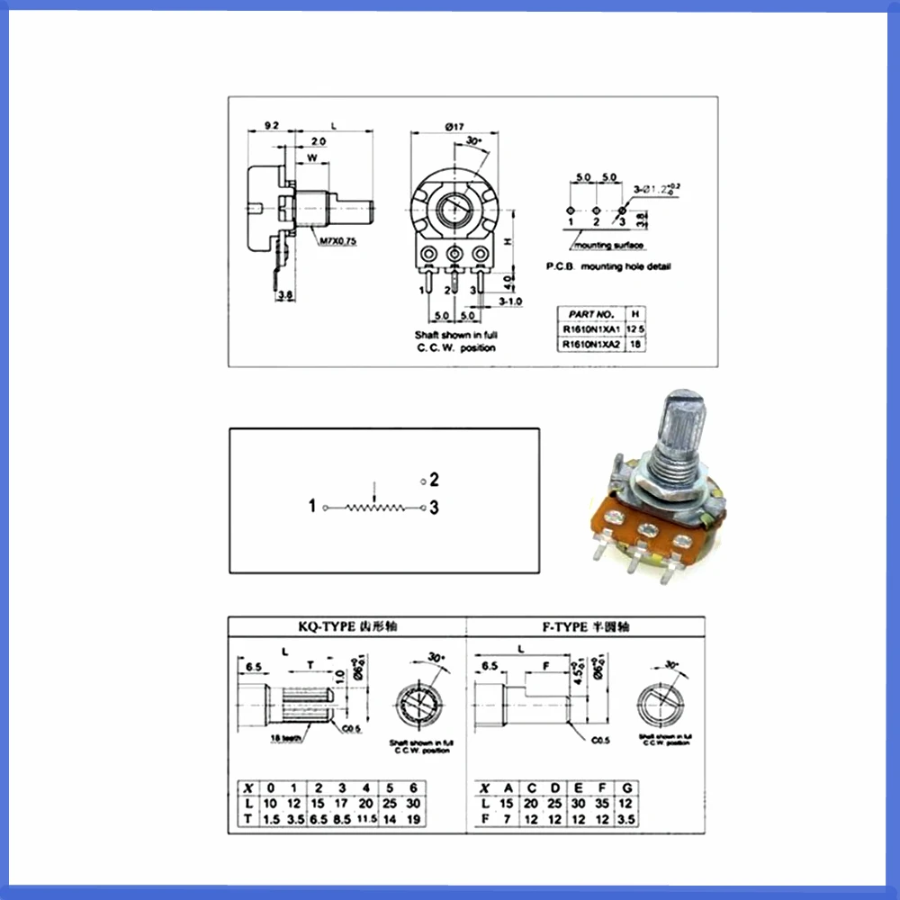 5 pz/lotto potenziometro singolo WH148 resistenza regolabile B1K 2K 5 k10k 20K 50K 100K 250K 500K 1M Ohm 3pin 15mm 20mm potenziometro