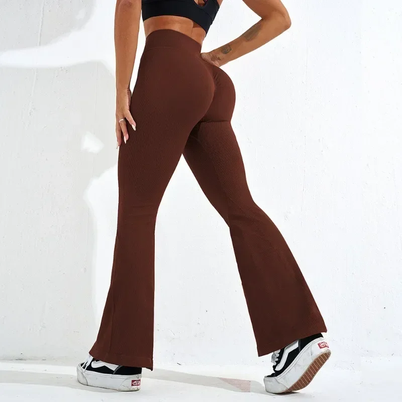 Sexy Slim Flared Pants Cross Waist Legging Women Seamless Gym Running Cycling Knit Yoga Stretch Butt Lift High Waist Pants Best Sellers In Women's Clothing