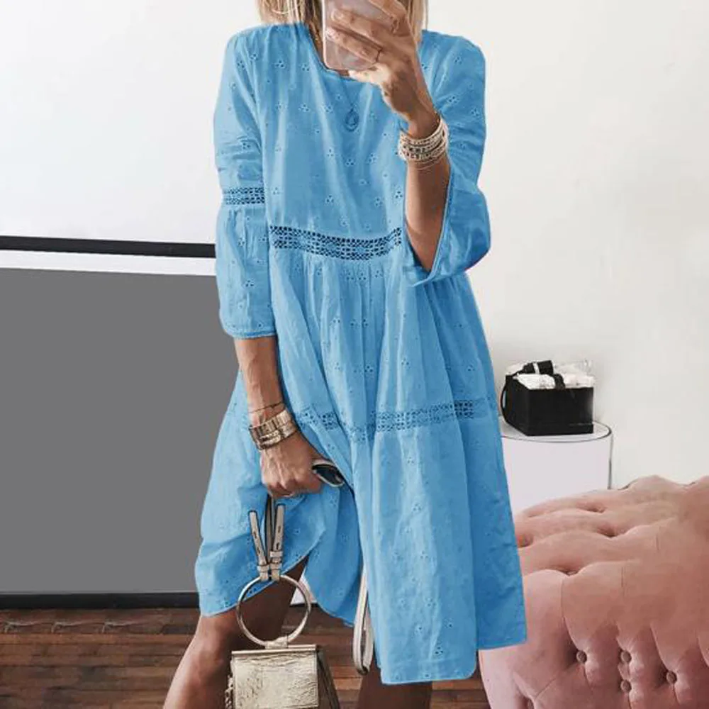 Women Knee Length Loose Beachwear Dress