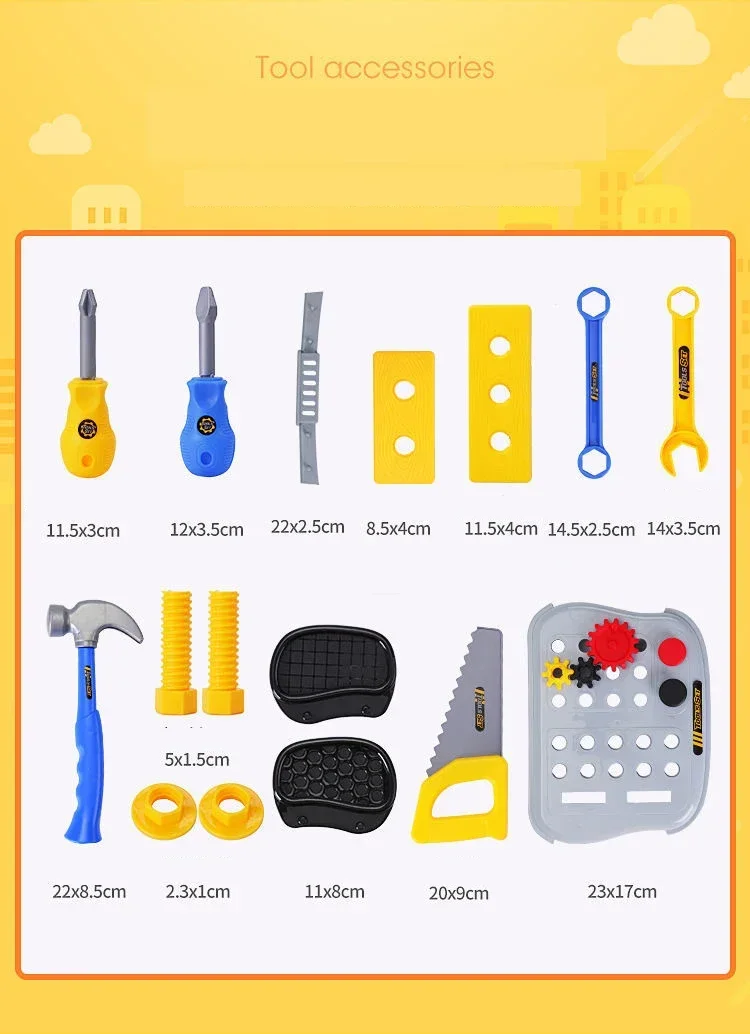 Kids Tool Set 18Piece Play House Children's Toolbox Toy Screwdriver Repair Tool Table Dismantling Pretend Play Christmas Gifts 5