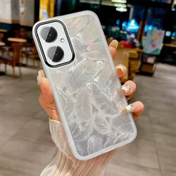 Feather Glitter TPU Shockproof Silicone Case with Camera Lens Protection Film for POCO F7 Ultra (White)