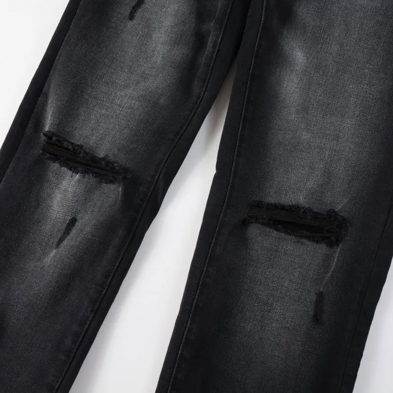 Designer Street Fashion Men's Jeans Vintage Black Elastic Slim Fit Split Jeans Men's Hip Hop Brand High Quality Pants hombre