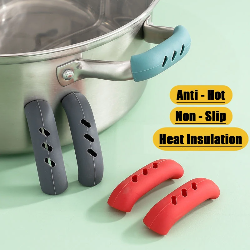 Description Picture 4 of item2/4/8Pcs Silicone Pan Handle Cover Heat Insulation Covers Pot Non-slip Ear Clip Steamer Casserole Pan Handle Holder Kitchen Tool