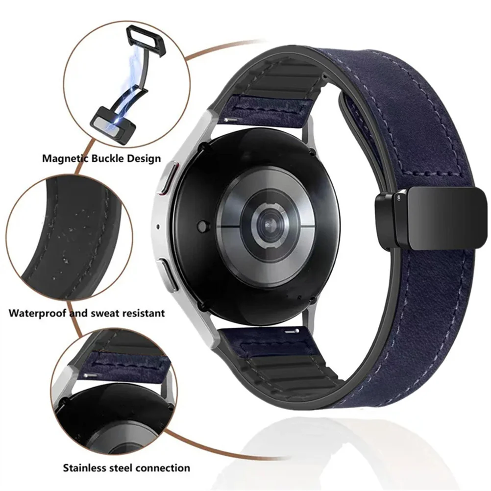 Elegant Magnetic Leather Silicone Strap - Premium 20/22mm Bracelet Band