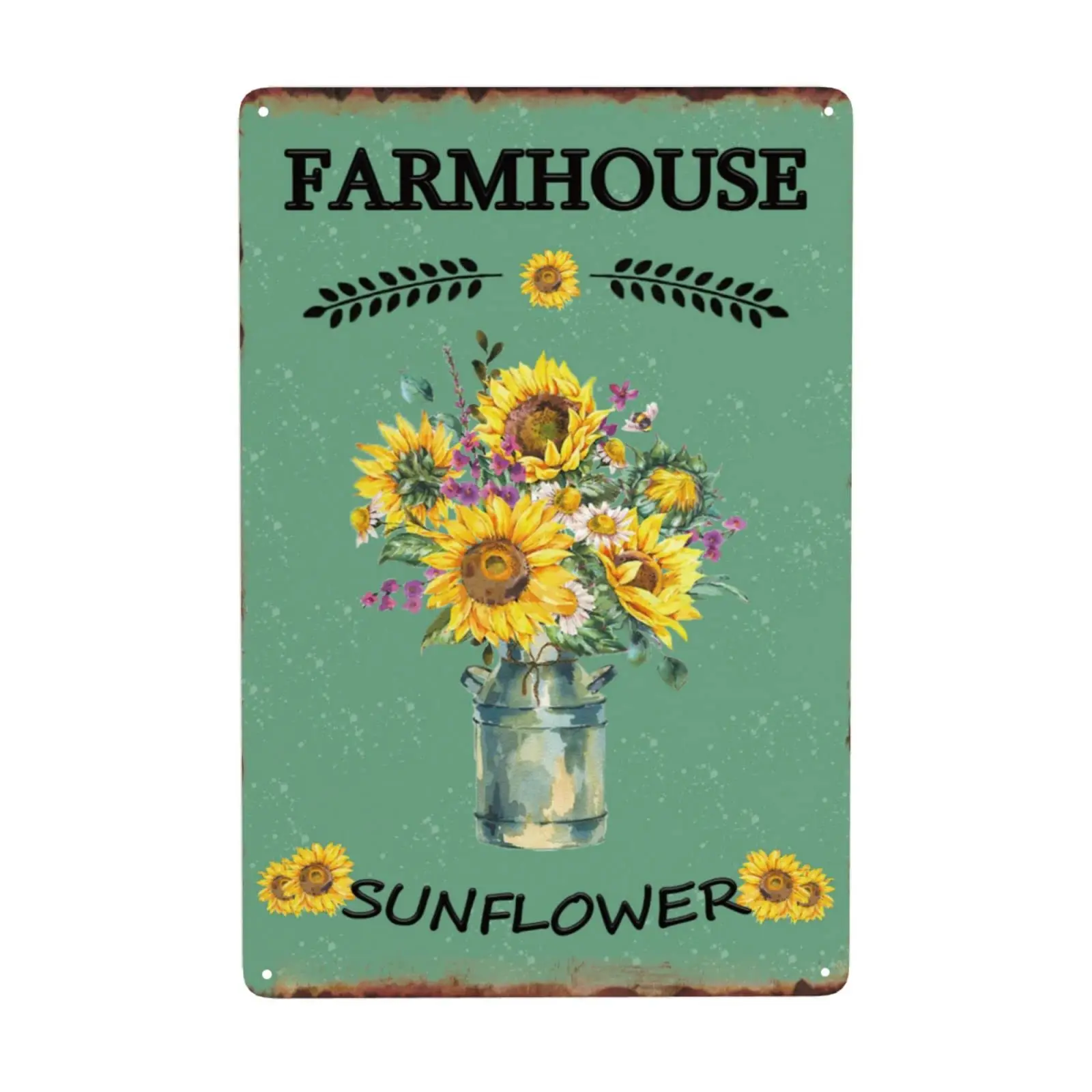 

Yellow Sunflower Metal Tin Sign Retro Wall Decor Tin Signs for Home Bar Coffee Office
