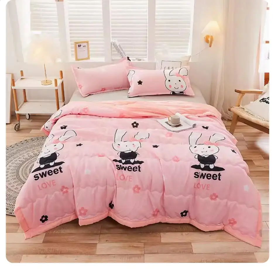 Summer Quilt Air-Conditioning Quilt Children and Adults Cartoon Quilt Cover Single Washable Bed Home Use 80x100cm
