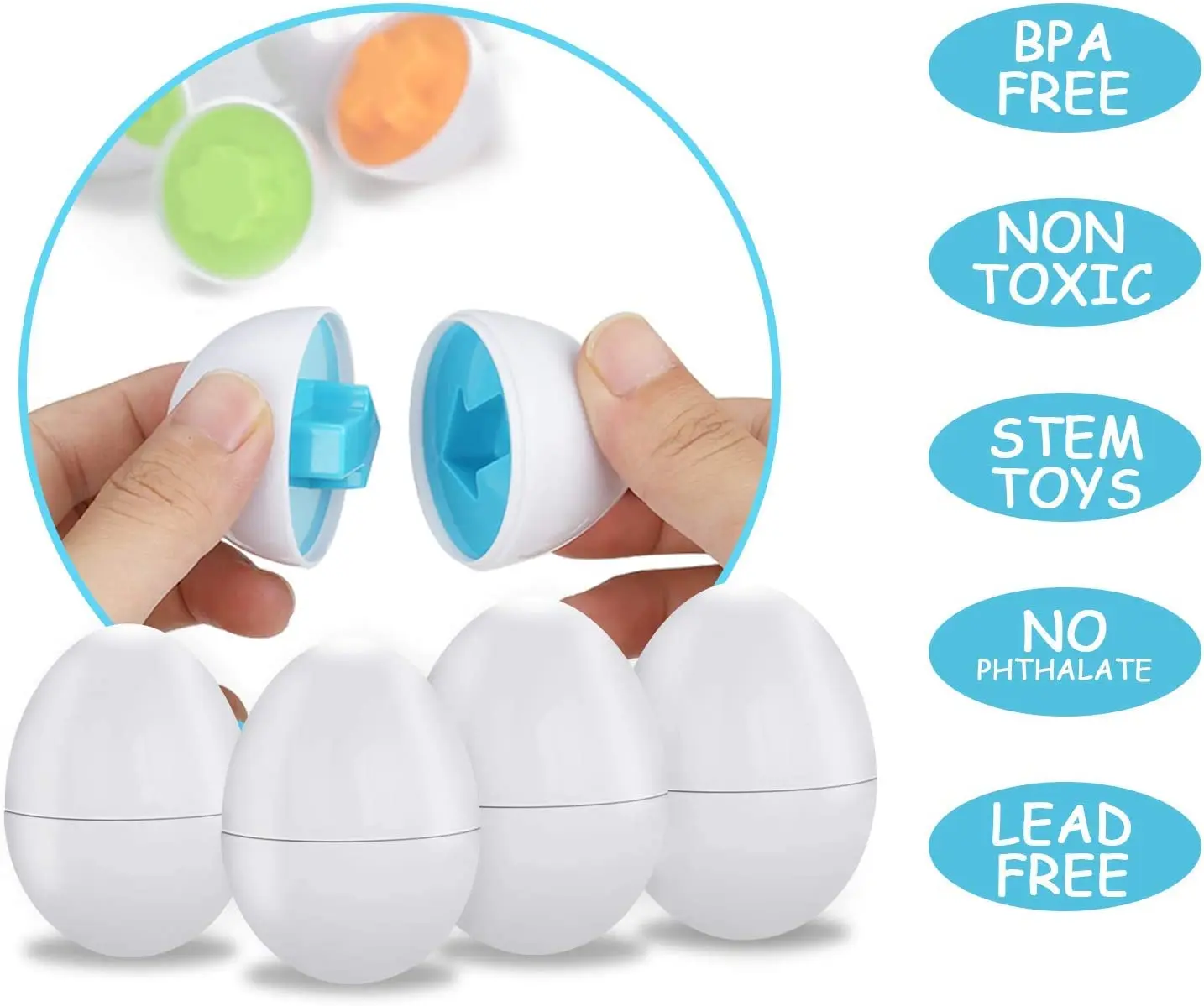 Egg Toys Mini Eggs Color Shape Pair Smart Recognition Sorter Puzzle Game Education Learning For Toddlers Boys Girls Gifts