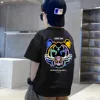 Boys 100% Cotton T-shirt Summer Cartoon Graffiti Lion Printed Girls Tees Short Sleeve Children Tops High Quality Kids Clothes 1