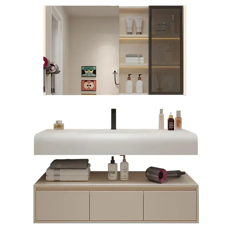 *Mirror Drawer Wall Bathroom Cabinets Vanity Integrated Washbasin Bathroom Cabinets Make Up Organizer Gabinete Room Furniture