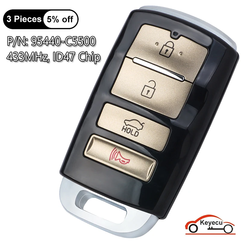 Keyecu 4 Pulsanti 433Mhz Id47 Chip Per Kia Sorento 2018 2019 Auto Smart Remote Control Key Fob Muslimah, Id Fcc: Tq8-Fob-4F10