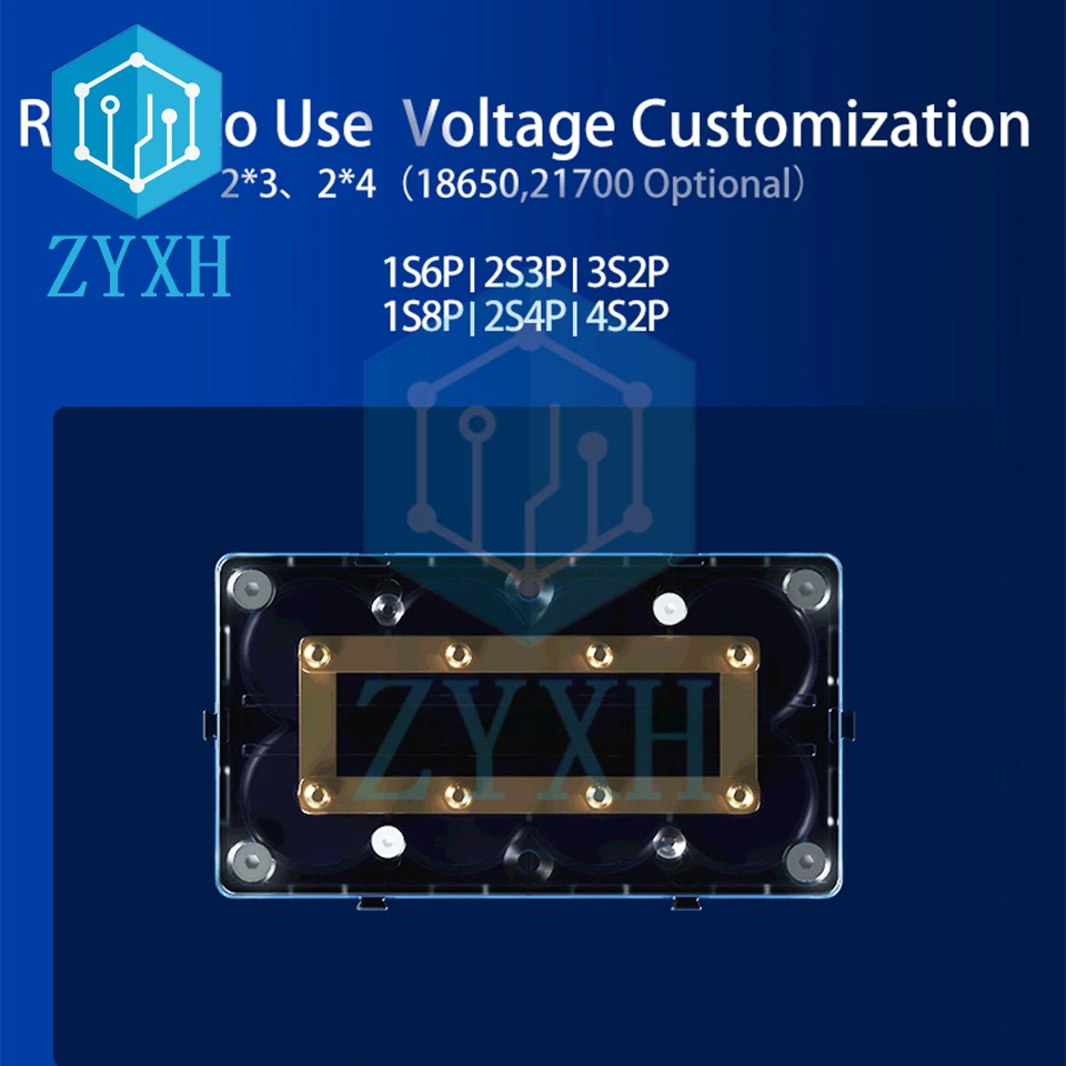 2*3 2*4 18650 21700 scatola di immagazzinaggio del supporto della batteria impiombabile banca di potere senza saldatura colonna di rame fai da te 1 s6p 2 s3p 3 s2p 1 s8p 2 s4p 4 s2p