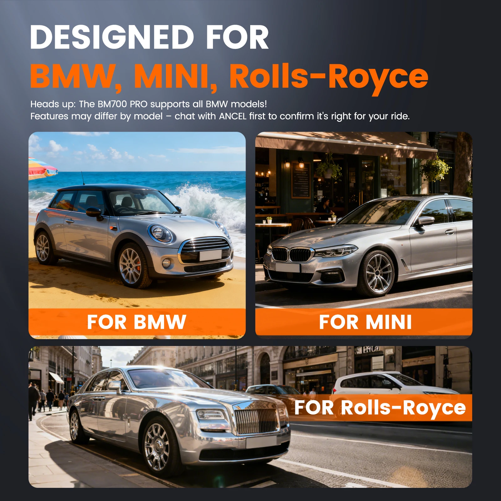 ANCEL BM700Pro OBD2 Diagnosegerät für BMW/für MINI/für RR, AutoVIN, Vollständige System Fahrzeug Diagnose CBS Öl EPB SAS BMS EGS DPF Regeneration zurücksetzen