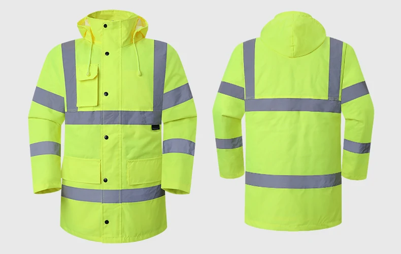 Reflective Winter Jacket Men High Visibility Hi Vis Workwear Jacket Waterproof Windproof Safety Construction Worker Clothes Men